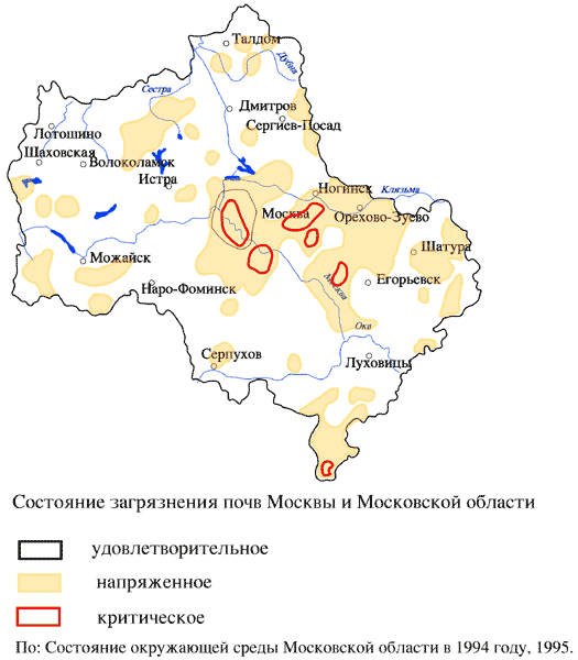Карта заражения грунта в Москве и Подмосковье